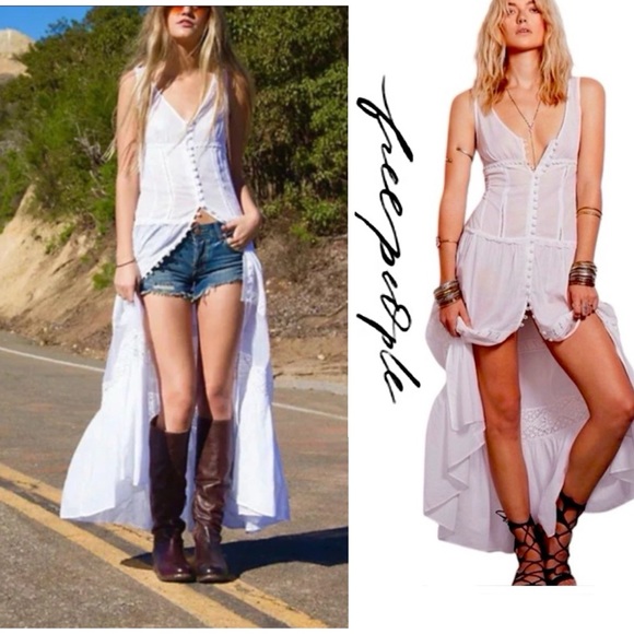 🦋🌈VERY RARE!! Free People Victoria Button Front Maxi Dress in White (XS)🌈🦋 - Picture 14 of 16